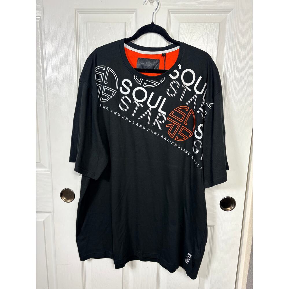 Soul Star England Men's Black Shirt T-Shirt Short Sleeve Size 4XL NWT